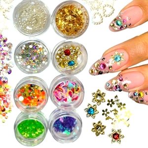 Nail Art Lot Charms 3D, AB Rhinestones, Nail Supplied, Glitter, DIY